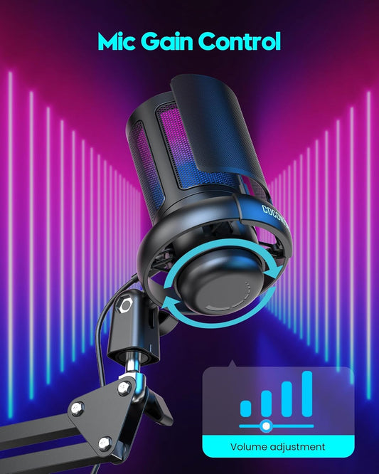 ARVOX AX-M6 RGB USB Professional Condenser Microphone Kit| Quick Mute, 192kHz/24bit with Boom Arm, Pop Filter, Shock Mount, Tripod, for Podcasting, Gaming, Singing | Mac/PC/Mobile/Laptop/PS4/5