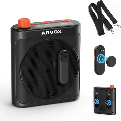 Arvox Wireless Voice Amplifier 2600mAh for Teachers with 2 Mic for Teaching in Classroom & Magnetic Lavalier,16H Long Battery, Bluetooth Collar Mic with Speaker for Tour Guides, Meeting Hall