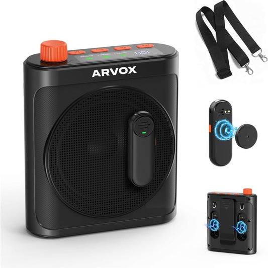 Arvox Wireless Voice Amplifier 2600mAh for Teachers with 2 Mic for Teaching in Classroom & Magnetic Lavalier,16H Long Battery, Bluetooth Collar Mic with Speaker for Tour Guides, Meeting Hall