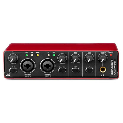 Arvox USB Audio Interface 2x2 Gen 3 | 2-In 2-Out | Premium Mic Pre-Amps | 48V Phantom Power | 24-bit/192kHz Recording | XLR/Mic/Line Inputs | Plug & Play | Metal Body | Red