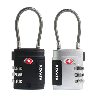 ARVOX Set of 2 Metal Cable TSA Locks for Luggage, Number Lock for Bag 4 Digit Small Locks for Luggage TSA Lock Combination Password Locks for Travel (2, Metal TSA Cable)