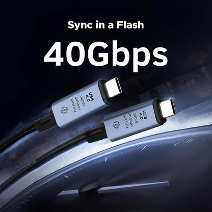 ARVOX USB 4 Type-C to Type-C Cable with 240W Power E-Marker Chip and 40Gbps Data with 8K Video Transmission 60hz, Thunderbolt 4 Fast Charging 1M, Black (USB 4)