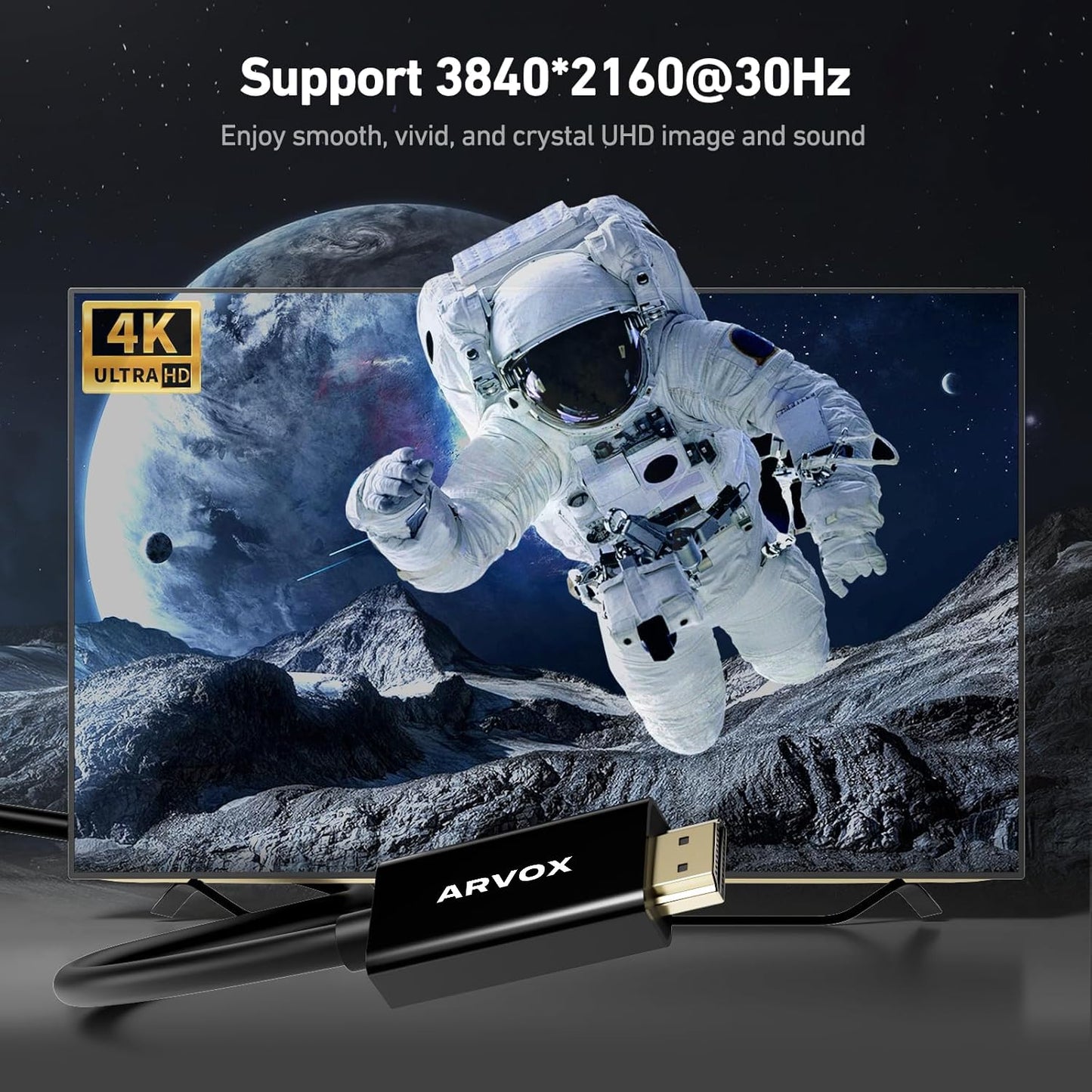ARVOX DisplayPort to HDMI Cable, 4K@30Hz Uni-Directional UHD DP to HDMI Audio & Video Display Cable for Projector, Laptop, TV, Monitor, MacBook 6FT
