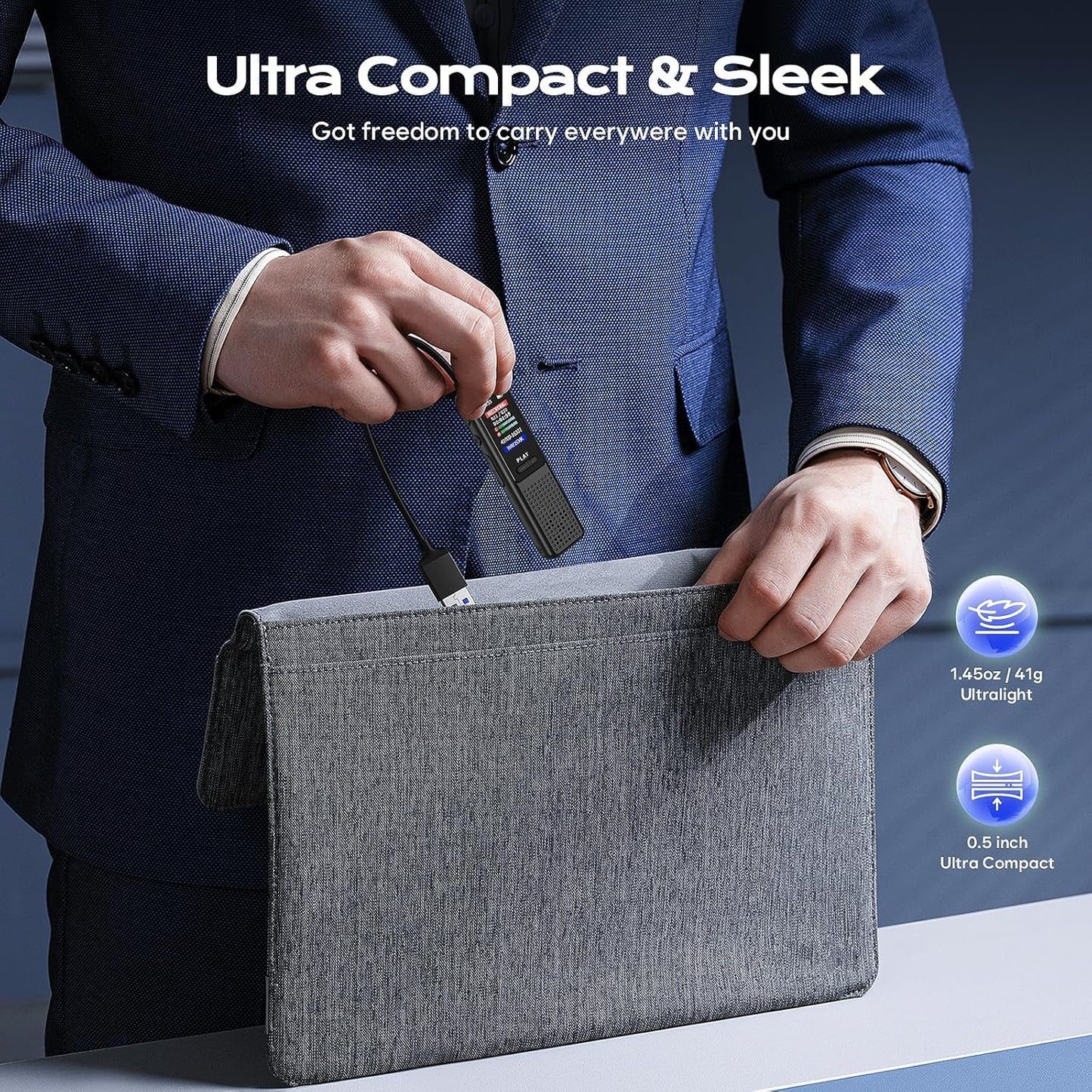 Arvox 32GB Voice Recorder Device with AI Noise Reduction & Mp3 Player with Earphones,Audio Recording Device/Voice Recorder Mic Upto 50 Hours for Meetings/Lectures (Black)