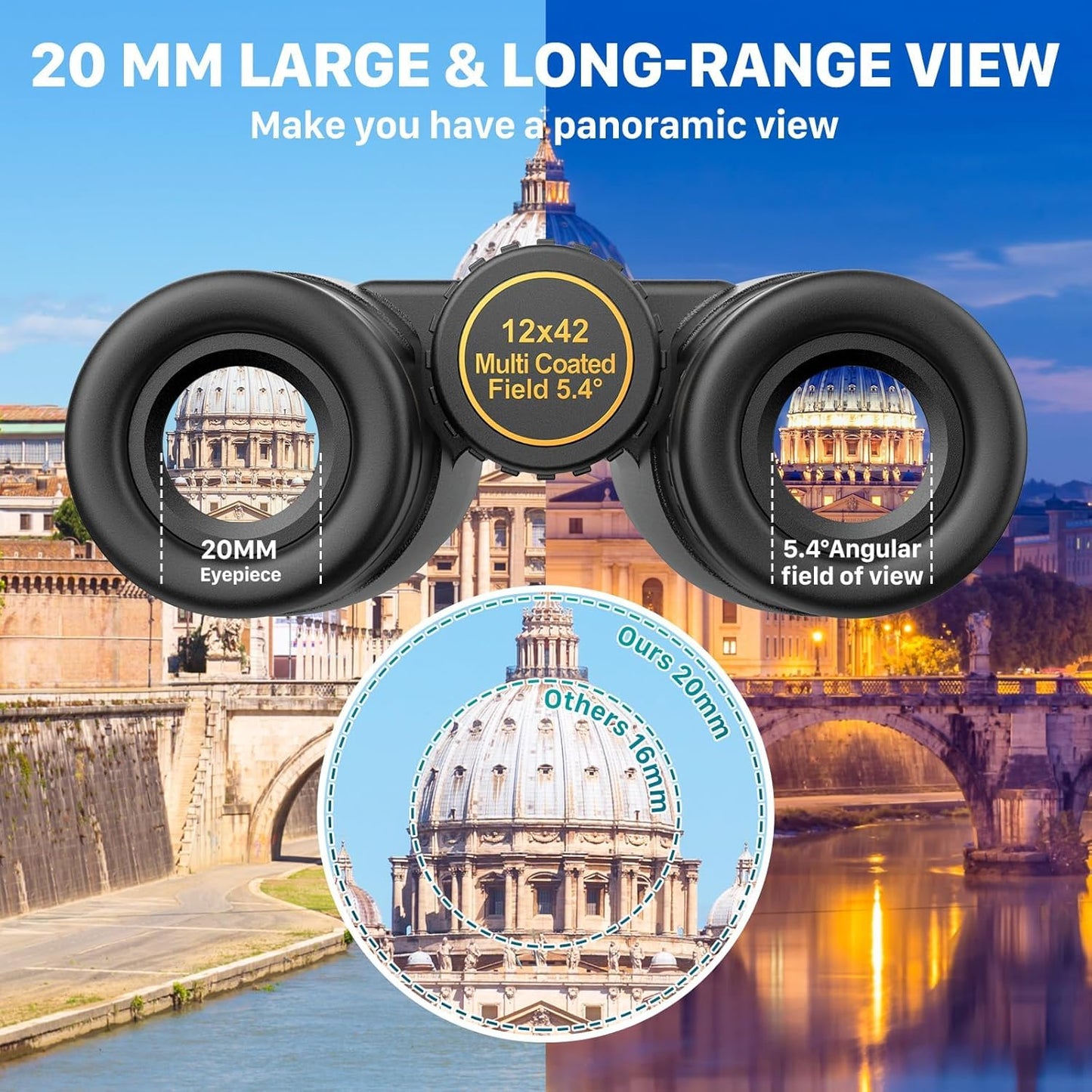 Bebang by Arvox Binoculars for Long Distance Zoom 12x42 with Phone Adapter & Tripod,Ultra HD Binoculars for Bird Watching,Safari | Range 2000 Meter | Wide Eye Peice | Bright BAK 4 Glass (12 X 42)