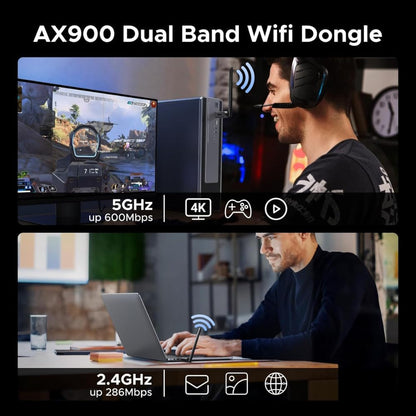 ARVOX AX900 900 Mbps WiFi 6 + Bluetooth 5.4 Wireless Network USB Adapter for Desktop PC with 2.4Ghz/5Ghz High Gain Dual Band 5 Dbi Antenna Wi-Fi, Supports Windows 11/10 MU-MIMO WPA3 OFDMA