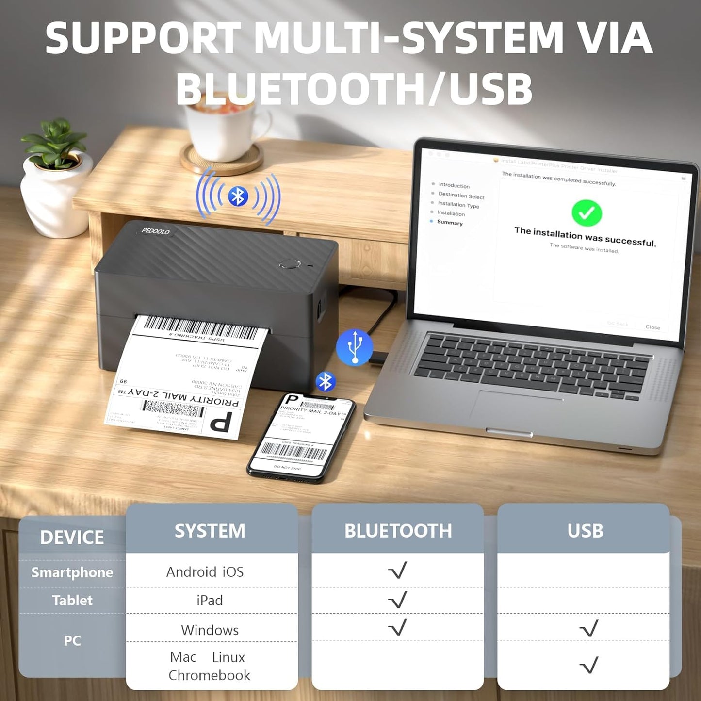 ARVOX A81 Pro Bluetooth + Usb Direct 4×6" Shipping Label Printer|Adjustable Label Size|203Dpi Resolution 152Mm/S Monochrome Printing Speed Compatible With Windows,Mac,Linux Chrome Os (2 Year Warranty)