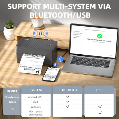 ARVOX A81 Pro Bluetooth + Usb Direct 4×6" Shipping Label Printer|Adjustable Label Size|203Dpi Resolution 152Mm/S Monochrome Printing Speed Compatible With Windows,Mac,Linux Chrome Os (2 Year Warranty)