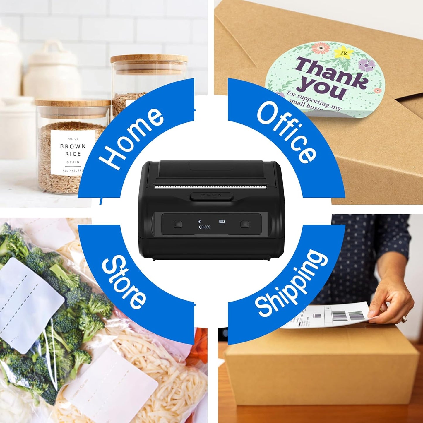 ARVOX 3 Inch Bluetooth Shipping Label Printer & 80mm Receipt Printer 2-in-1 | 3-Inch Thermal Label Printer | Wireless Battery Powered | Adjustable Label Size | Android, iPhone, Windows, Mac 203DPI