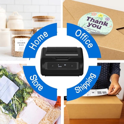 ARVOX 3 Inch Bluetooth Shipping Label Printer & 80mm Receipt Printer 2-in-1 | 3-Inch Thermal Label Printer | Wireless Battery Powered | Adjustable Label Size | Android, iPhone, Windows, Mac 203DPI