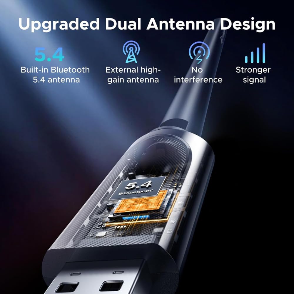 ARVOX AX900 900 Mbps WiFi 6 + Bluetooth 5.4 Wireless Network USB Adapter for Desktop PC with 2.4Ghz/5Ghz High Gain Dual Band 5 Dbi Antenna Wi-Fi, Supports Windows 11/10 MU-MIMO WPA3 OFDMA