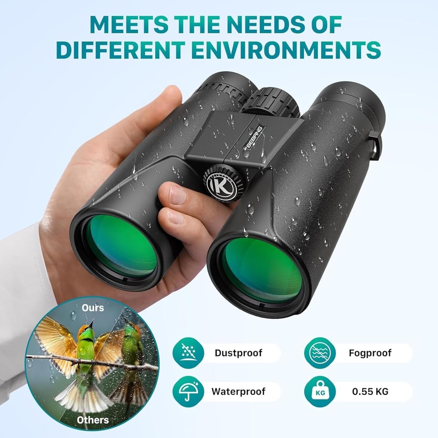 Bebang by Arvox Binoculars for Long Distance Zoom 12x42 with Phone Adapter & Tripod,Ultra HD Binoculars for Bird Watching,Safari | Range 2000 Meter | Wide Eye Peice | Bright BAK 4 Glass (12 X 42)