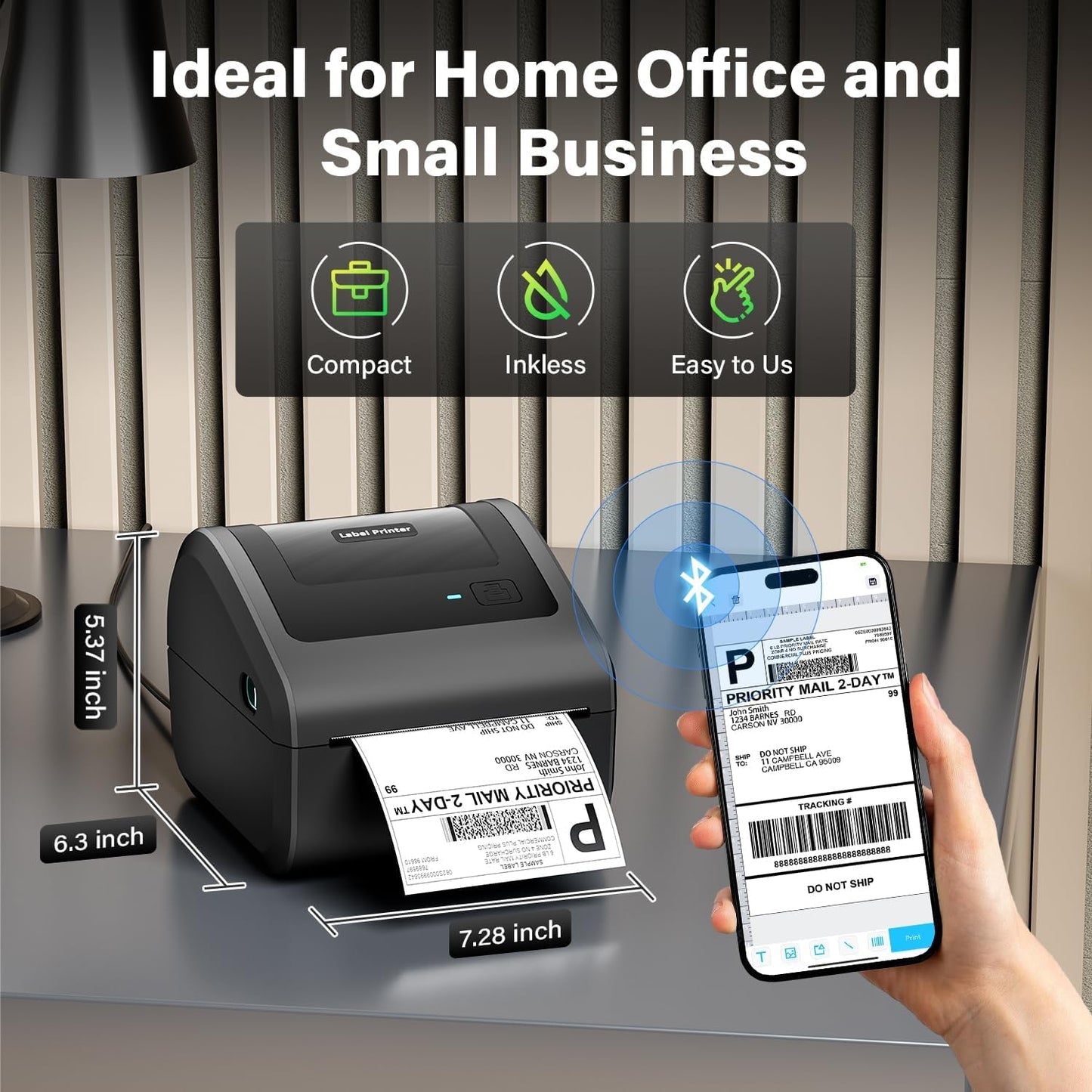 ARVOX D450BT 4 Inch Bluetooth + USB Direct 4×6" Shipping Label Printer |Adjustable Label Size| 203DPI Resolution 152mm/s Compatible with Windows,Mac,Linux Chrome OS | 2 Year Warranty