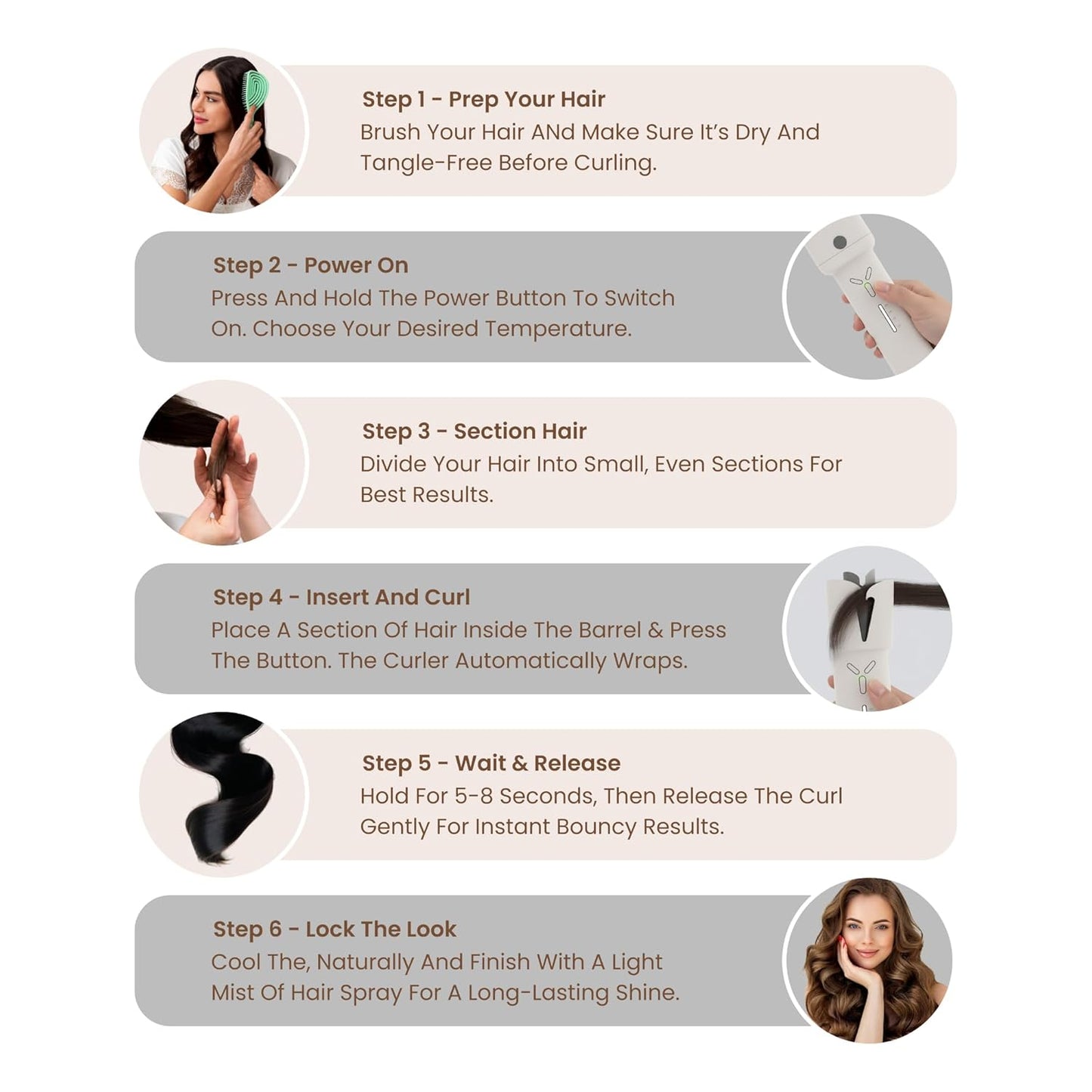 Arvox Mate Z10 Automatic Hair Curler for Women 5200mAh | Cordless Portable Hair Curler Machine with Dual Direction (Left/Right) | 4 Temperature Settings 140–200°C | USB-C Rechargeable Curling Iron with 360° Swivel Barrel