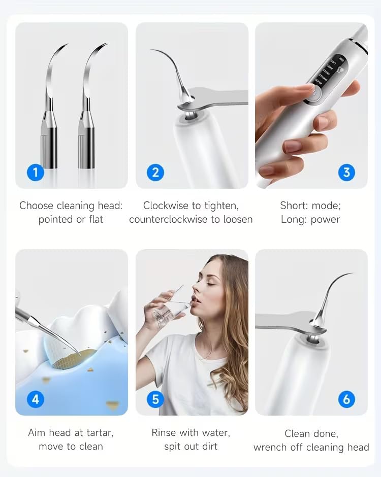Arvox Electric Teeth Whitening Kit – Instant Teeth Stain Remover, Teeth Tartar Plaque Remover with 5 Adjustable Mode & 3 Replacement Head, Tooth Cleaning Kit with LED for a Brighter Smile