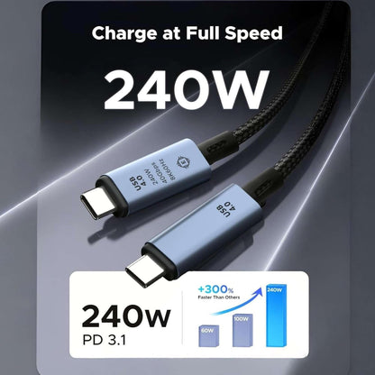 ARVOX USB 4 Type-C to Type-C Cable with 240W Power E-Marker Chip and 40Gbps Data with 8K Video Transmission 60hz, Thunderbolt 4 Fast Charging 1M, Black (USB 4)