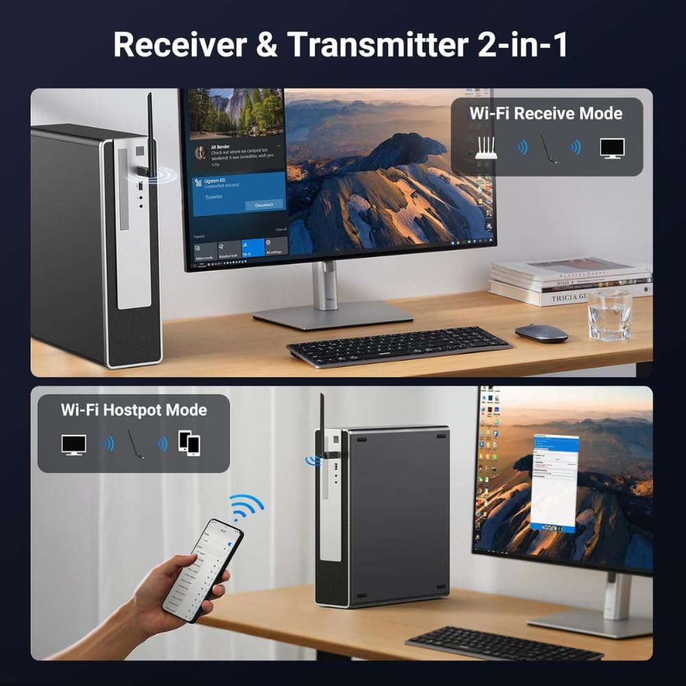 ARVOX AX900 900 Mbps WiFi 6 + Bluetooth 5.4 Wireless Network USB Adapter for Desktop PC with 2.4Ghz/5Ghz High Gain Dual Band 5 Dbi Antenna Wi-Fi, Supports Windows 11/10 MU-MIMO WPA3 OFDMA
