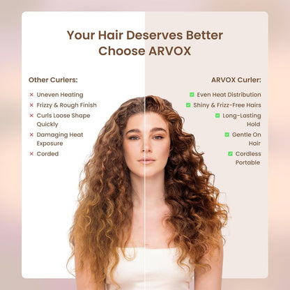 Arvox Mate Z10 Automatic Hair Curler for Women 5200mAh | Cordless Portable Hair Curler Machine with Dual Direction (Left/Right) | 4 Temperature Settings 140–200°C | USB-C Rechargeable Curling Iron with 360° Swivel Barrel
