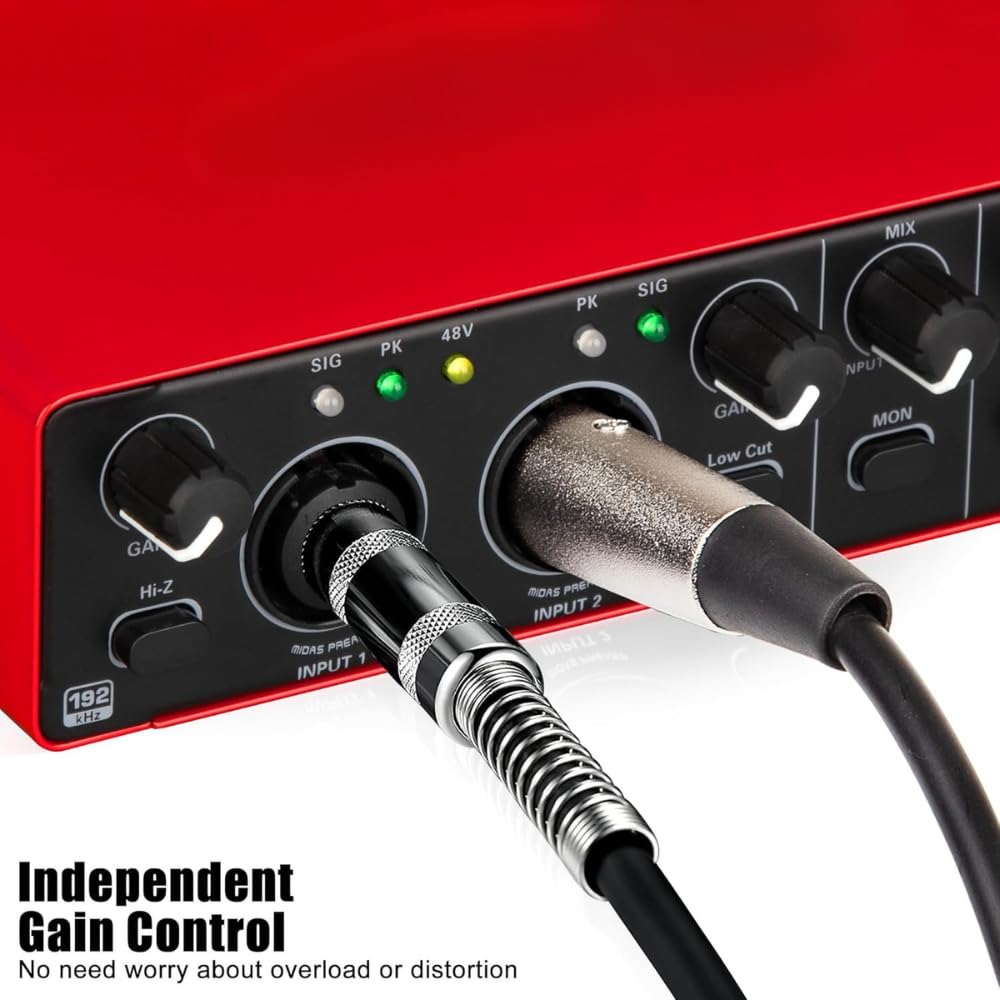 Arvox USB Audio Interface 2x2 Gen 3 | 2-In 2-Out | Premium Mic Pre-Amps | 48V Phantom Power | 24-bit/192kHz Recording | XLR/Mic/Line Inputs | Plug & Play | Metal Body | Red