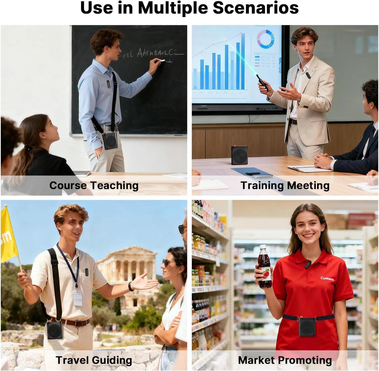 Arvox Wireless Voice Amplifier 2600mAh for Teachers with 2 Mic for Teaching in Classroom & Magnetic Lavalier,16H Long Battery, Bluetooth Collar Mic with Speaker for Tour Guides, Meeting Hall