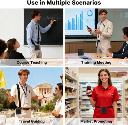 Arvox Wireless Voice Amplifier 2600mAh for Teachers with 2 Mic for Teaching in Classroom & Magnetic Lavalier,16H Long Battery, Bluetooth Collar Mic with Speaker for Tour Guides, Meeting Hall