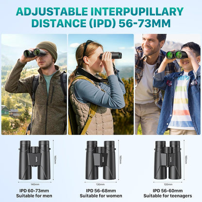 Bebang by Arvox Binoculars for Long Distance Zoom 12x42 with Phone Adapter & Tripod,Ultra HD Binoculars for Bird Watching,Safari | Range 2000 Meter | Wide Eye Peice | Bright BAK 4 Glass (12 X 42)