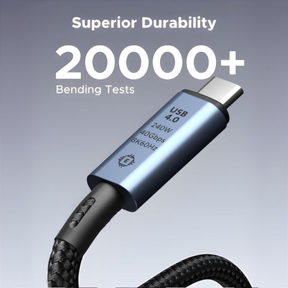 ARVOX USB 4 Type-C to Type-C Cable with 240W Power E-Marker Chip and 40Gbps Data with 8K Video Transmission 60hz, Thunderbolt 4 Fast Charging 1M, Black (USB 4)