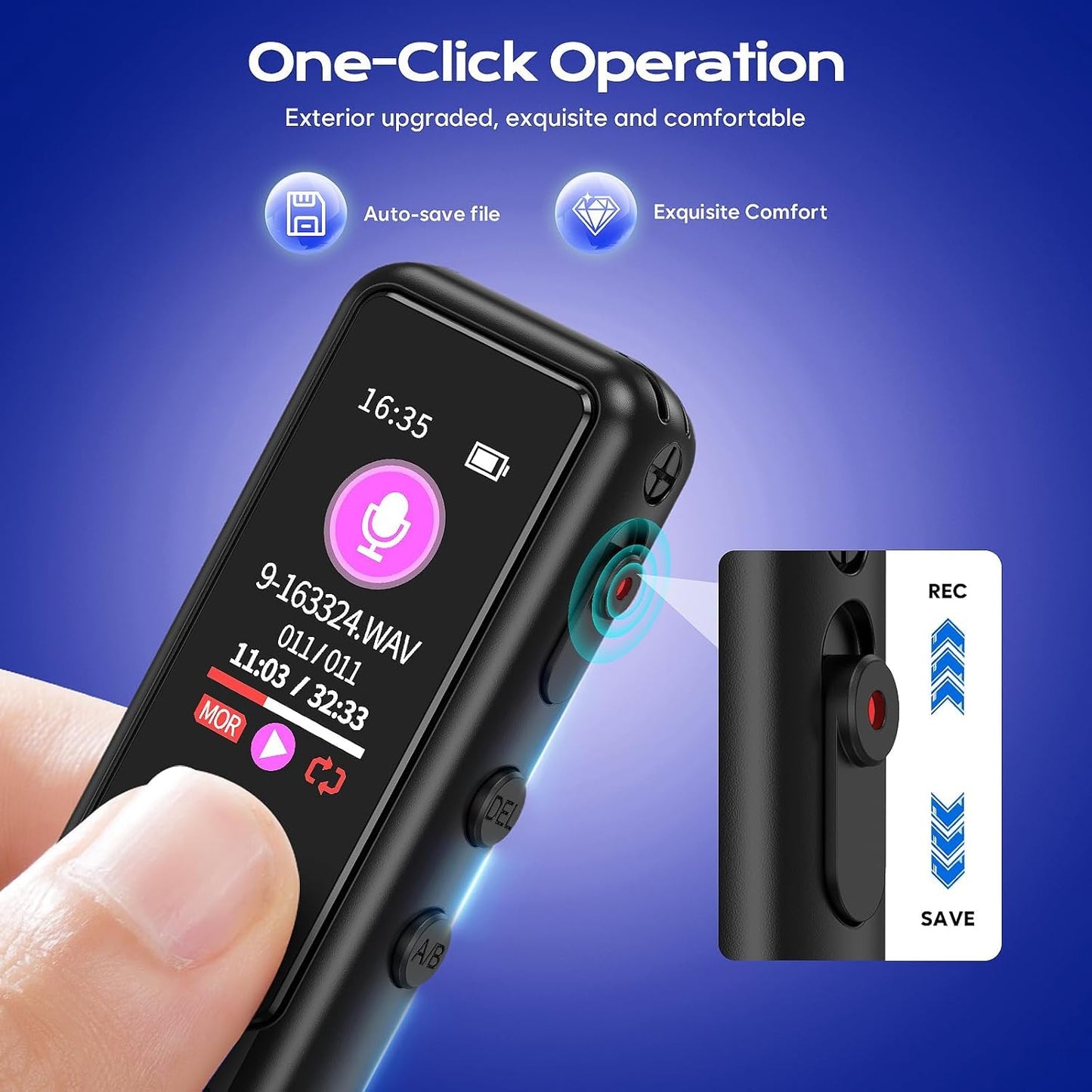 Arvox 32GB Voice Recorder Device with AI Noise Reduction & Mp3 Player with Earphones,Audio Recording Device/Voice Recorder Mic Upto 50 Hours for Meetings/Lectures (Black)