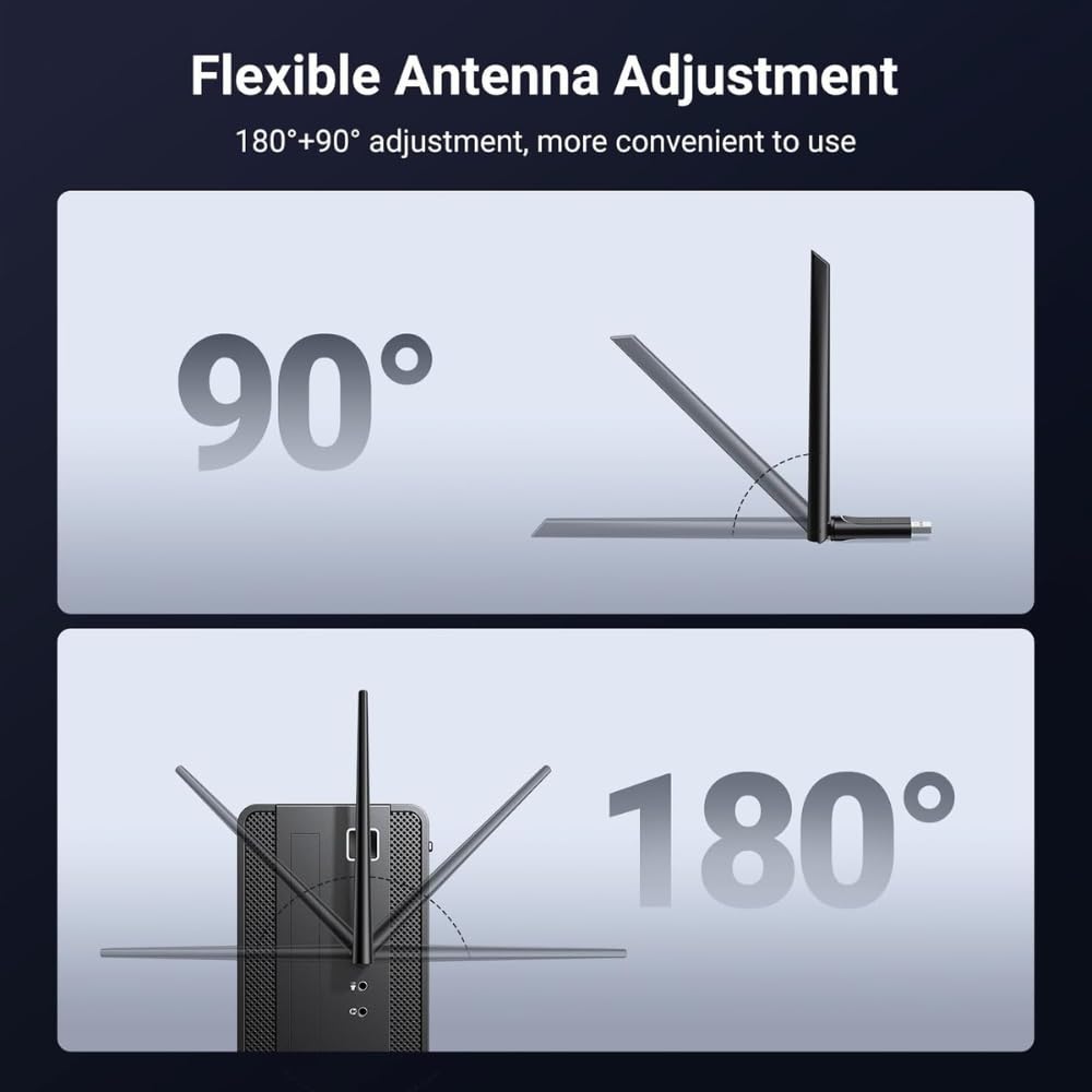 ARVOX AX900 900 Mbps WiFi 6 + Bluetooth 5.4 Wireless Network USB Adapter for Desktop PC with 2.4Ghz/5Ghz High Gain Dual Band 5 Dbi Antenna Wi-Fi, Supports Windows 11/10 MU-MIMO WPA3 OFDMA