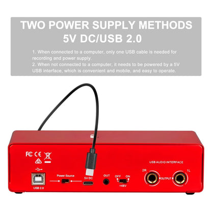 Arvox USB Audio Interface 2x2 Gen 3 | 2-In 2-Out | Premium Mic Pre-Amps | 48V Phantom Power | 24-bit/192kHz Recording | XLR/Mic/Line Inputs | Plug & Play | Metal Body | Red