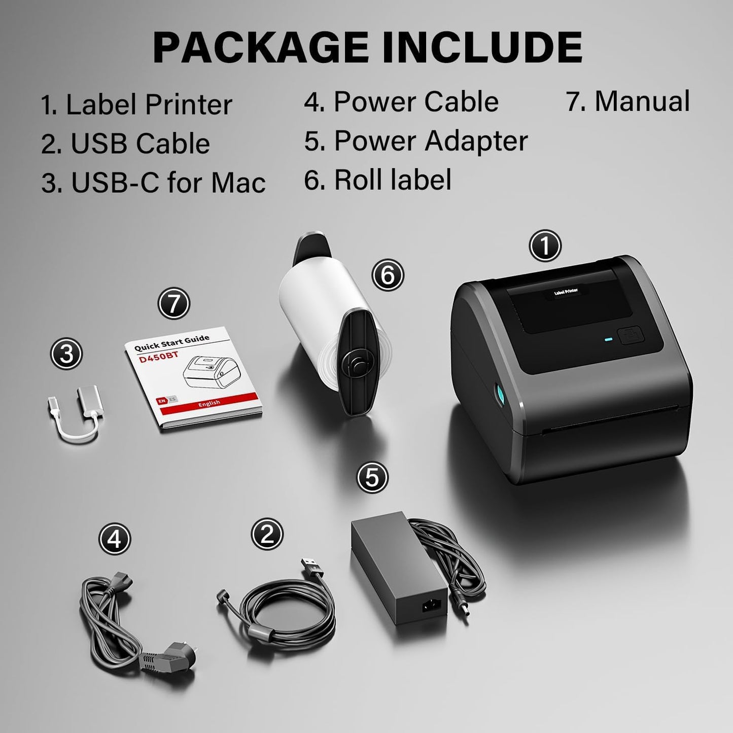 ARVOX D450BT 4 Inch Bluetooth + USB Direct 4×6" Shipping Label Printer |Adjustable Label Size| 203DPI Resolution 152mm/s Compatible with Windows,Mac,Linux Chrome OS | 2 Year Warranty