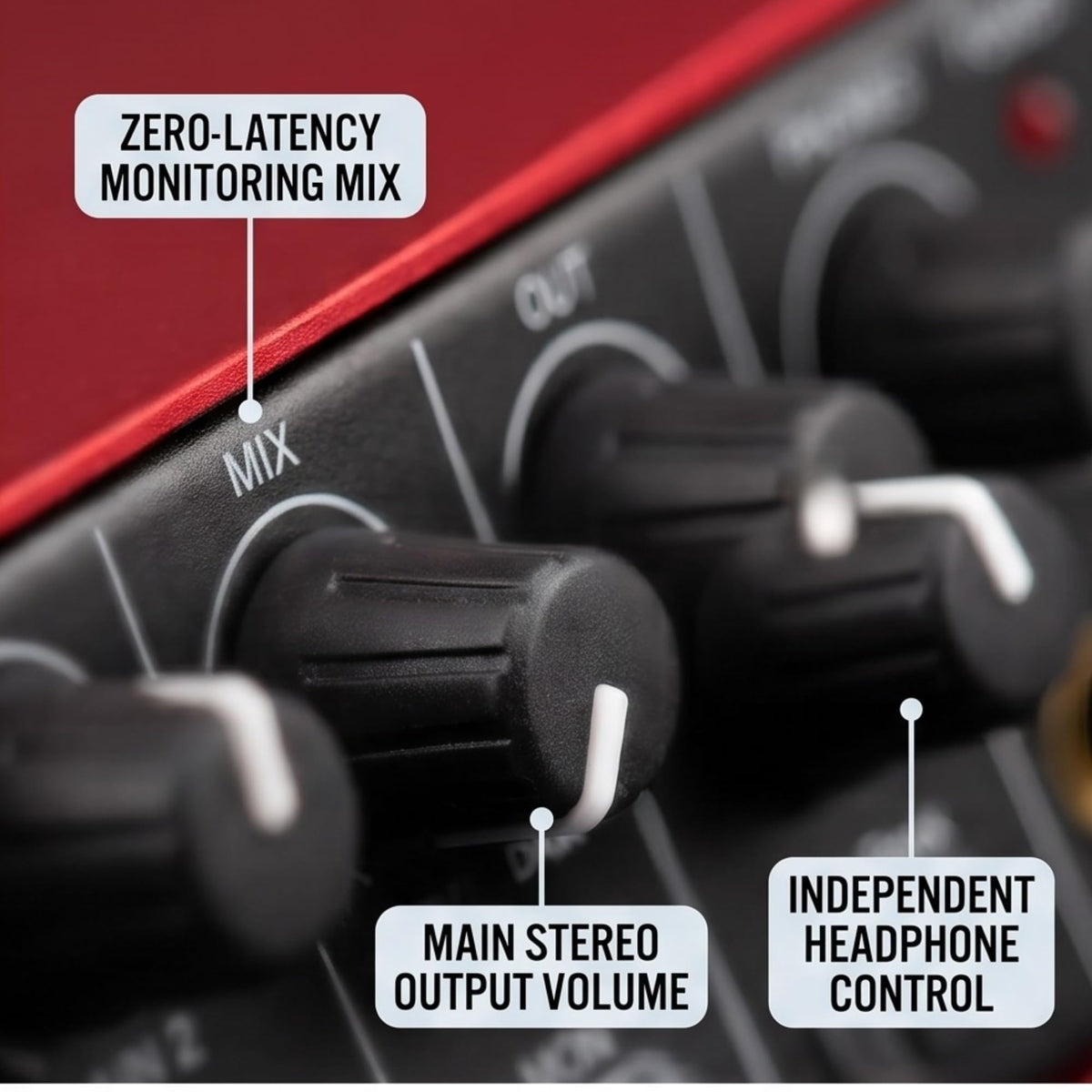Arvox USB Audio Interface 2x2 Gen 3 | 2-In 2-Out | Premium Mic Pre-Amps | 48V Phantom Power | 24-bit/192kHz Recording | XLR/Mic/Line Inputs | Plug & Play | Metal Body | Red